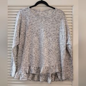 Lazy Sundays- Light & Dark Grey Long-Sleeve Ruffle Cozy Loungewear Top